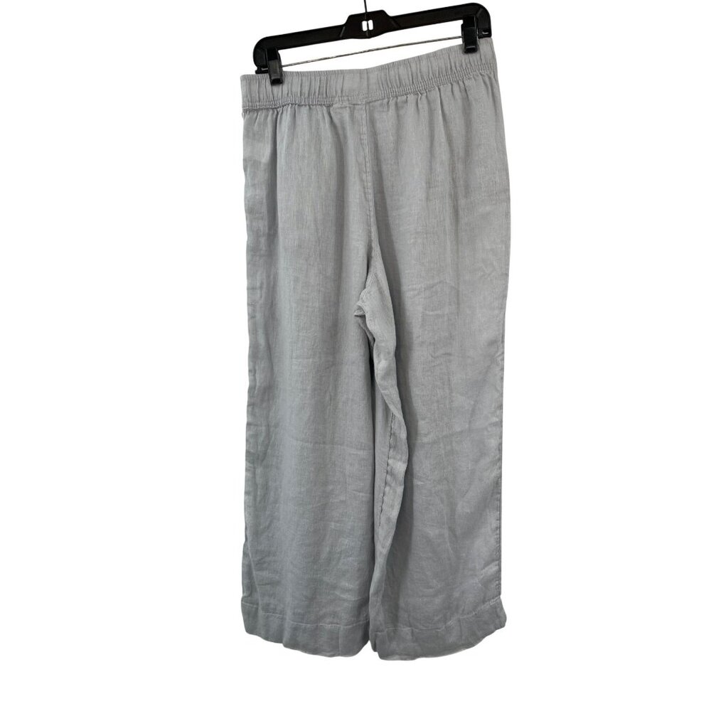 Cynthia Rowley 100% Linen Cropped Pants Womens L Light Gray Used - Picture 2 of 14